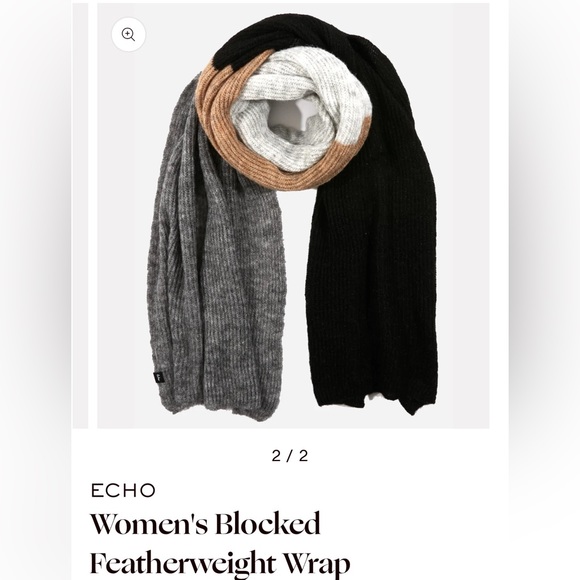 NWT Echo New York Women's Blocked Featherweight Wrap in Black, Beige, Gray - Picture 1 of 16